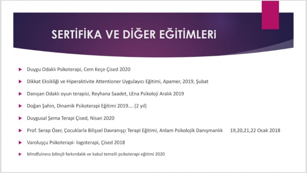 Uzman Klinik Psikolog Yağmur Çelik